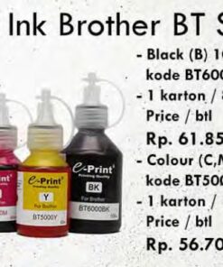 Supplier/Distributor/Penyedia/Jual Tinta Bulk Ink Brother BT Series – Harga Terjangkau, Kualitas Terbaik