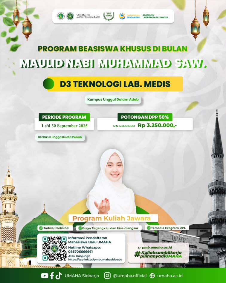 Beasiswa D3 Teknologi Laboratorium Medis UMAHA di Bulan Maulid Nabi Muhammad SAW