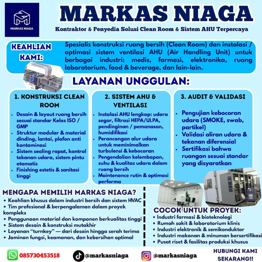 Spesialis Kontraktor Konstruksi Clean Room dan AHU Terpercaya