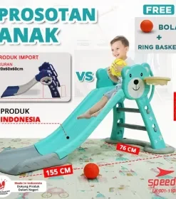 Produsen/Distributor/Supplier/Penyedia/Jual SPEEDS Perosotan Anak Karakter Lucu Mainan Seluncuran Anak Free Ring Basket Prosotan 2 In 1 Berkualitas LX001-1101 – Mainan Edukatif, Aman, dan Menyenangkan untuk Si Kecil