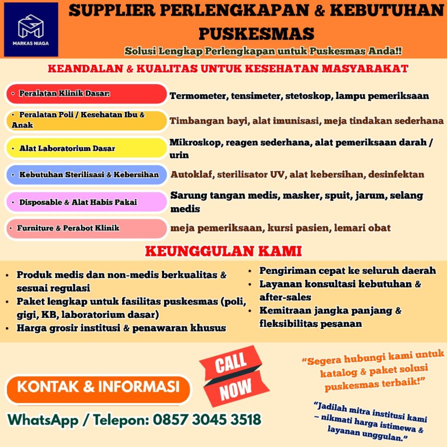 SUPPLIER PERLENGKAPAN & KEBUTUHAN PUSKESMAS