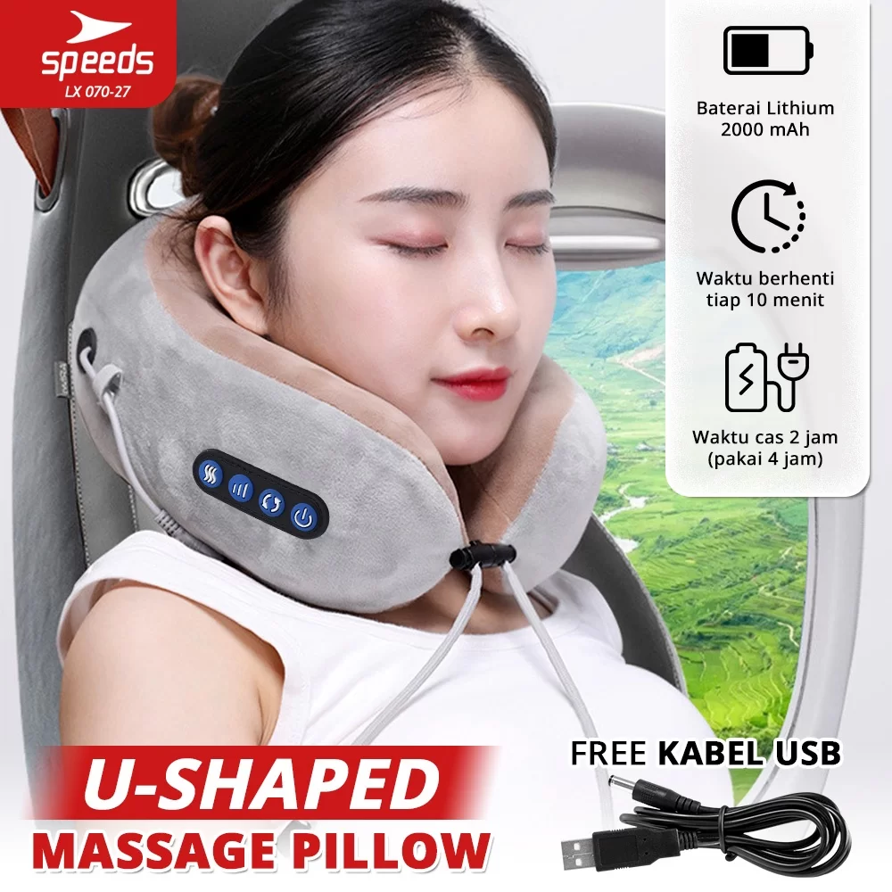 Produsen/Distributor/Supplier/Penyedia/Jual SPEEDS Bantal Pijat Leher Bentuk U Massage Neck Alat Pijat Terapi Pegal Elektrik Portable Perjalanan 070-27