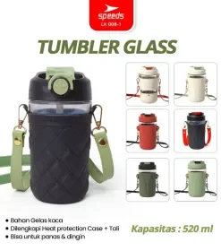 Produsen/Distributor/Supplier/Penyedia/Jual SPEEDS Botol Minum Tumbler Glass Kaca Tumbler Termos Air Panas Mini Botol Minum Portabel 008-1