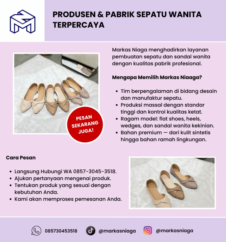 Produsen & Pabrik Sepatu Wanita Terpercaya – Markas Niaga