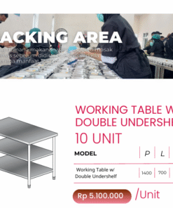 Produsen/Penyedia/Supplier/Jual Paket Dapur MBG WORKING TABLE W/ DOUBLE UNDERSHELF 10 Unit