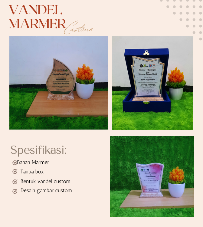 Produsen/Distributor/Supplier/Penyedia/Jual Vandel Marmer Custom: Pilihan Penghargaan yang Elegan dan Tahan Lama