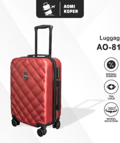 Produsen/Distributor/Supplier/Penyedia/Jual Koper Kabin & Bagasi Fiber ABS Merah Motif Anyam – Ringan, Kuat, dan Elegan 20 & 24 Inch AO-812