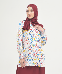 Jual Rabbani X Mot Tunik Ayana Aneila White Sand: Tunik Full Motif Stylish dan Nyaman untuk Sehari-hari