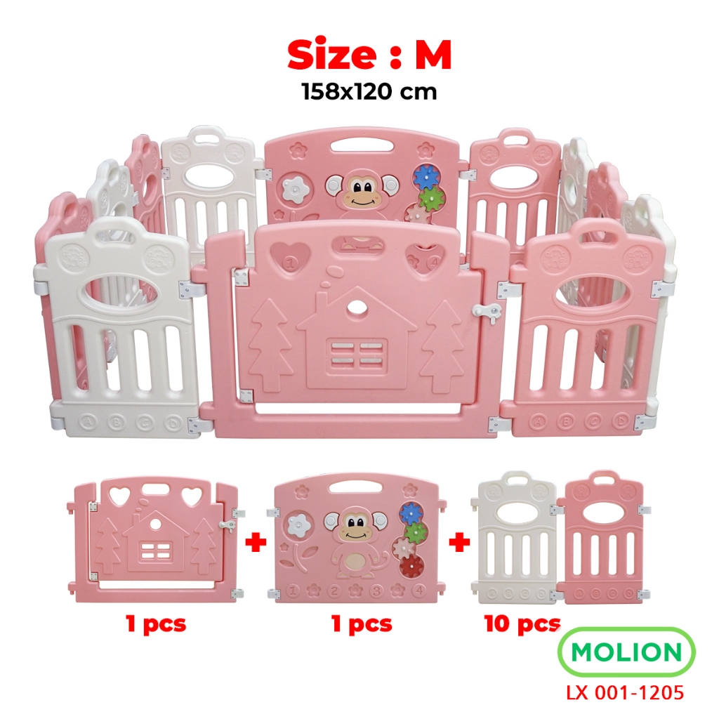 Produsen/Distributor/Supplier/Penyedia/Jual Pagar Anak Motif Monyet M1205 UK-M Pink – Solusi Aman dan Praktis untuk Area Bermain Si Kecil