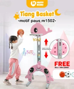 Produsen/Distributor/Supplier/Penyedia/Jual 𝗛𝗔𝗣𝗣𝗬 𝗠𝗢𝗠𝗢 Mainan Ring Basket Anak 4in1 Tiang Basket Anak Multifungsi Fitur Lengkap M1502