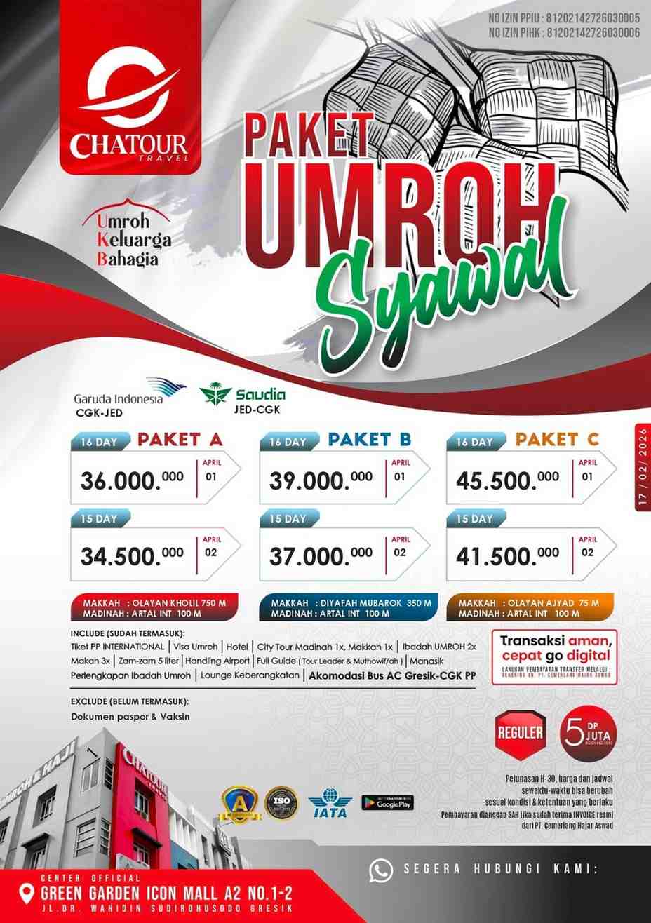 Travel Umroh Sidoarjo Terbaik Resmi 2026 | Chatour Travel Bersama Agen Travel Markas Niaga