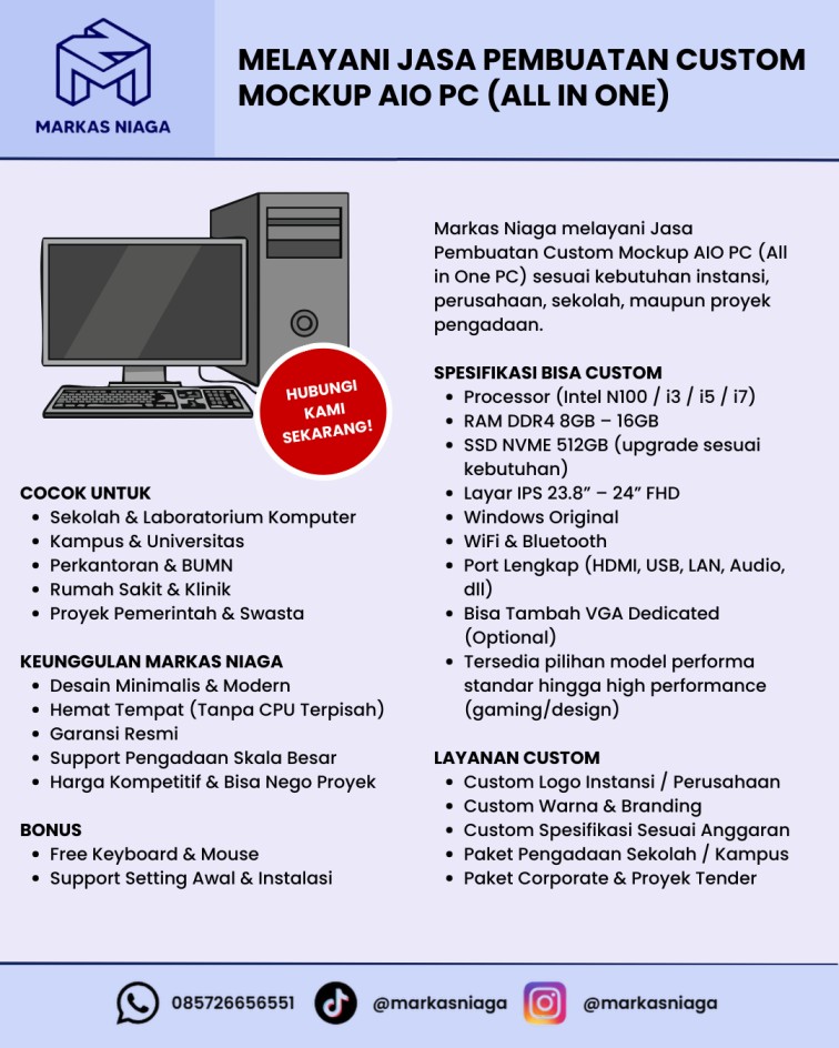Jasa Custom Mockup AIO PC untuk Pengadaan Sekolah, Kantor, dan Instansi yang Butuh Perangkat Rapi, Modern, dan Siap Pakai