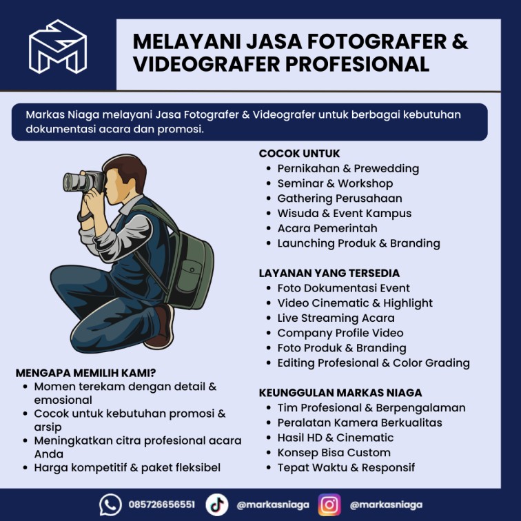Penyedia Jasa Fotografer Profesional dan Videografer Profesional untuk Event, Wedding, Corporate, Kampus, dan Promosi Bisnis