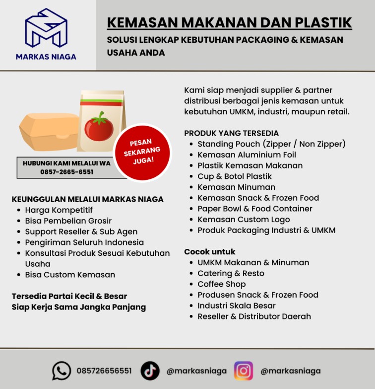 Kemasan Makanan dan Plastik Terlengkap untuk UMKM & Industri – Distributor Resmi Markas Niaga