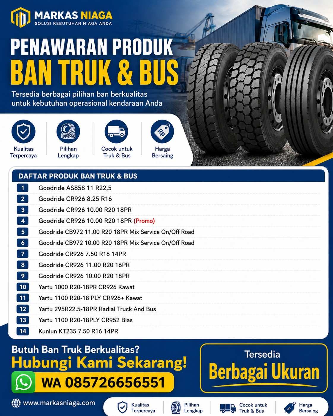 Supplier Ban Truk dan Bus Berkualitas | Markas Niaga