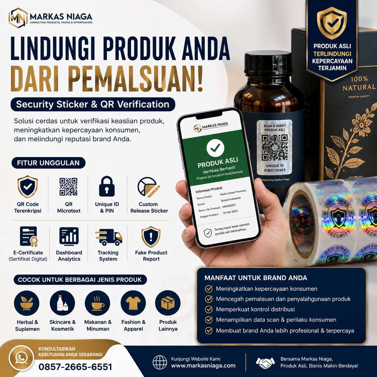 Jasa Stiker Hologram Custom, Security Sticker & QR Verification untuk Produk Asli