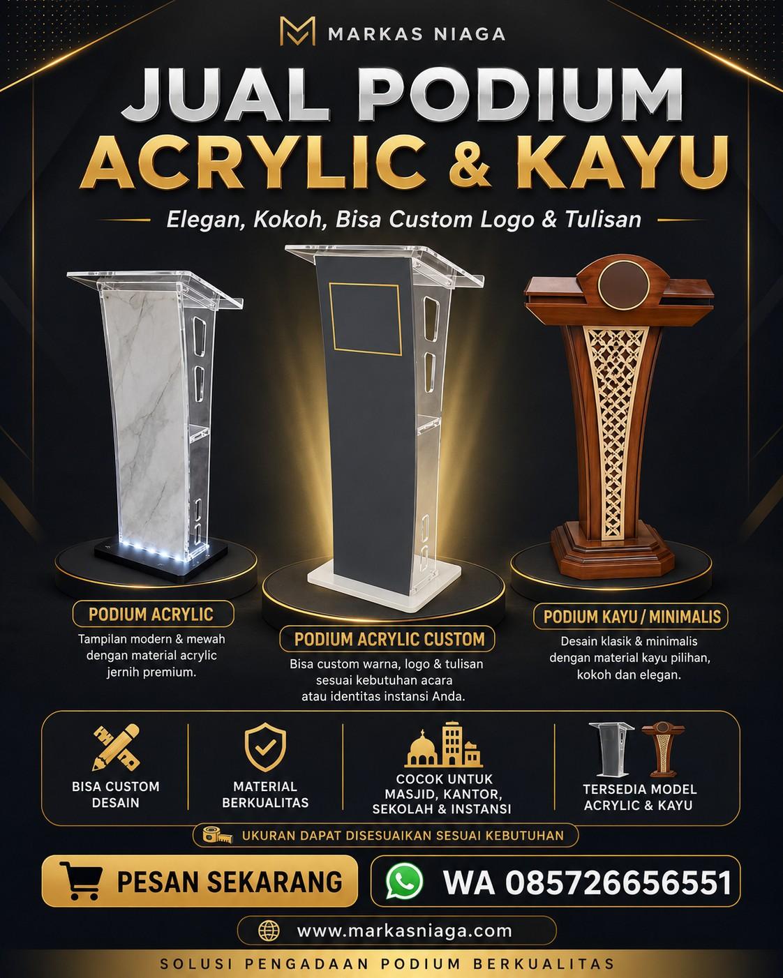 Jual Podium Acrylic & Kayu Custom Berkualitas | Markas Niaga