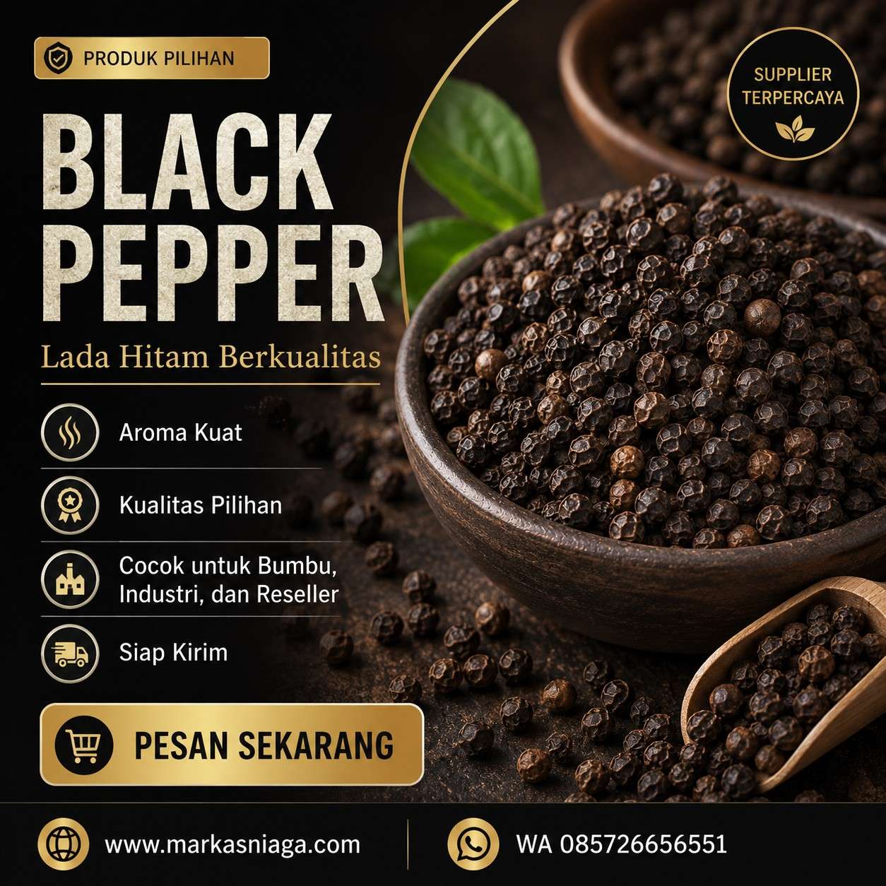 Supplier Black Pepper / Lada Hitam Berkualitas untuk Bumbu, Industri, Restoran, dan Reseller