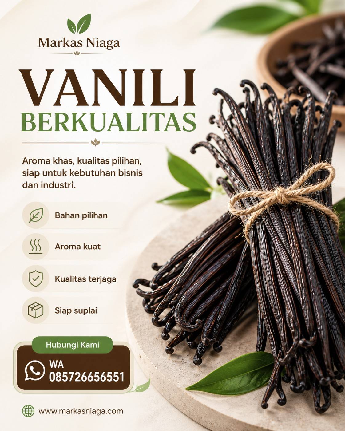 Vanili Berkualitas untuk Industri dan Bisnis dari Markas Niaga