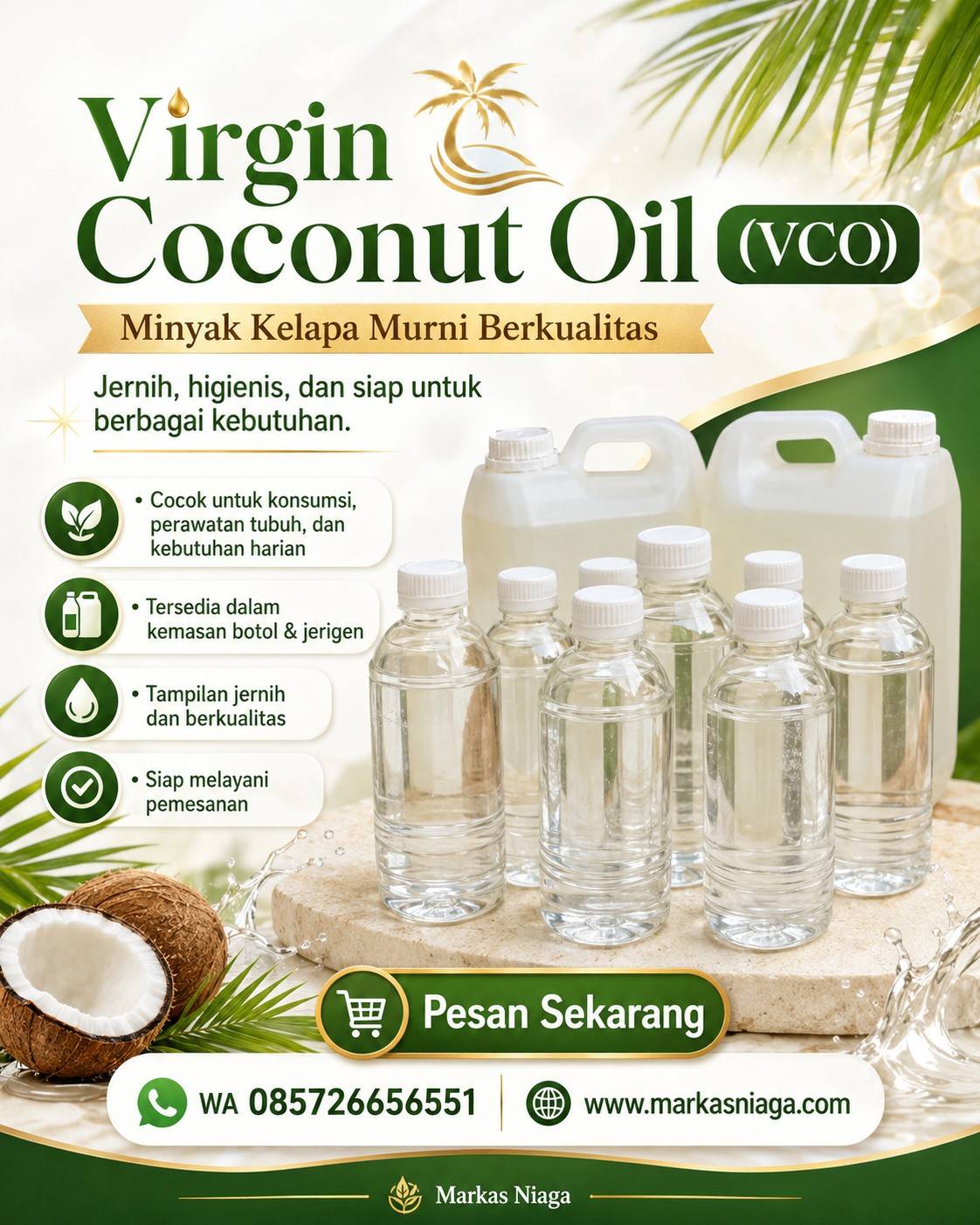 Supplier Virgin Coconut Oil VCO Berkualitas | Markas Niaga