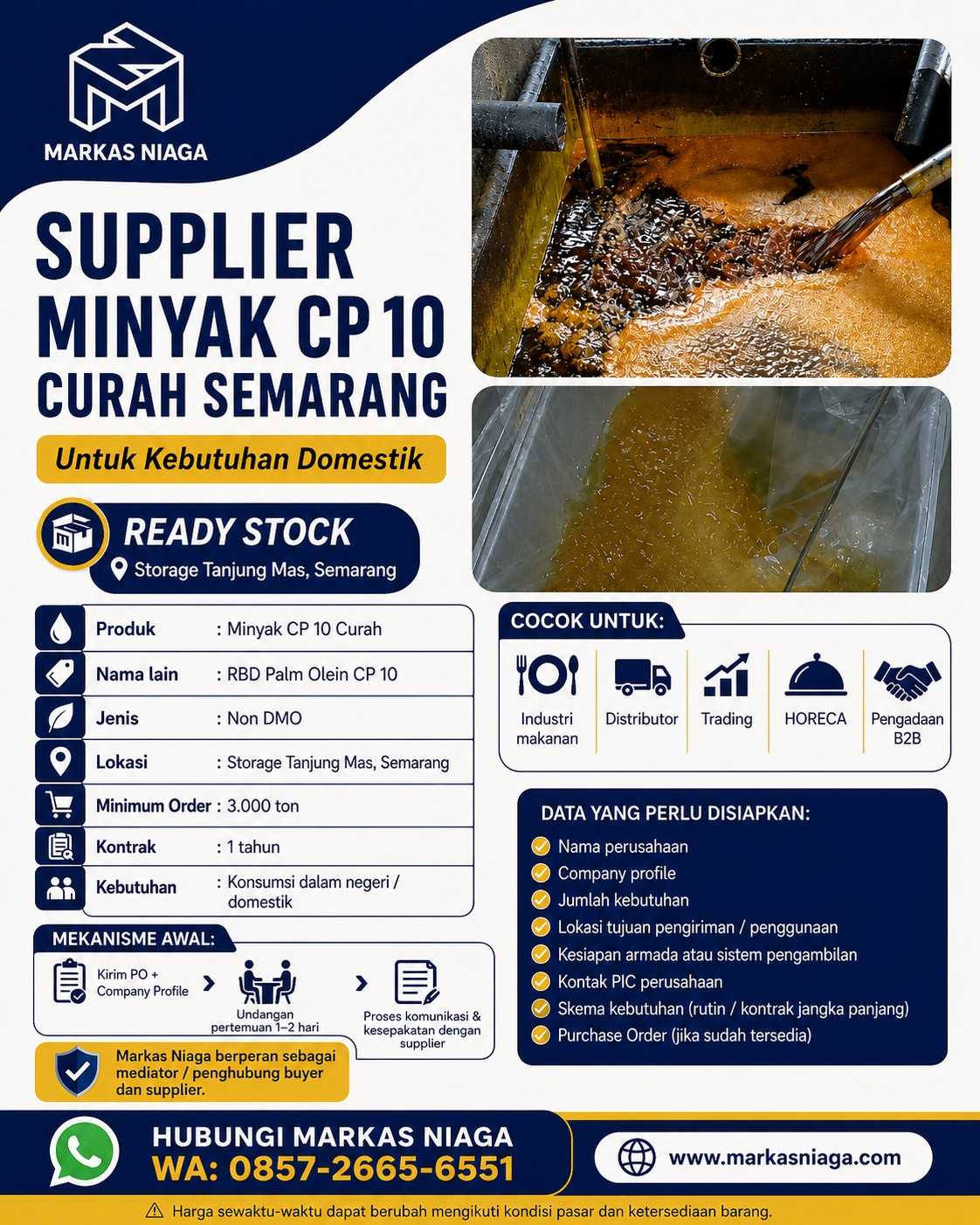 Supplier RBD Palm Olein CP10 Semarang untuk Pengadaan Minyak Curah Domestik