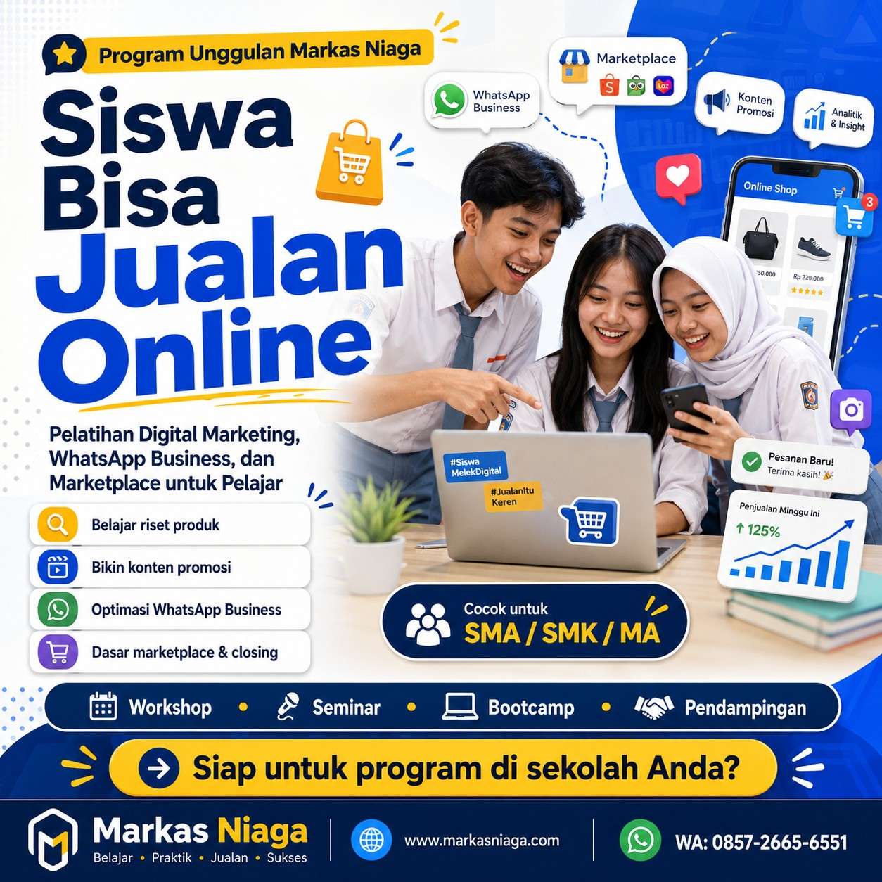 Pelatihan Bisnis Digital untuk Pelajar | Digital Marketing, WhatsApp Business & Marketplace