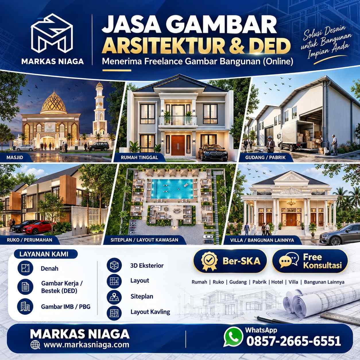 Jasa Perencanaan Gambar Bangunan Online – Rumah, Ruko, Gudang, Pabrik, Hotel & Villa